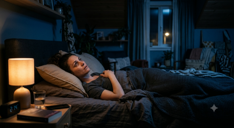 Ouder ligt ’s avonds wakker in bed met gedachten over werk en gezin